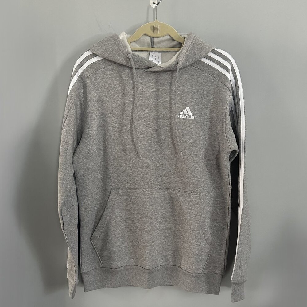 Adidas Essentials Fleece Striped Pullover Hoodie Size Small